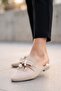 Elit Pm386 K2004 Women's Stoned Flat Slippers Tan
