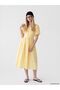 Xside Yellow Balloon Sleeve Waist Belted Corset Dress