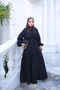Black Dress with Waist Tie and Stitching Detail - 2