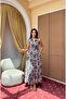 Shawl Pattern Viscose Pocketed Long Dress-Full Fit