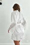 Silky Satin Short Dressing Gown with Lace Trim on the Sleeves - 4