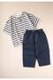 Oversize T-Shirt Wide Cut Pants Set 2-10 Years Old Navy Blue Striped - 2