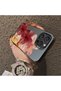 iPhone 16 Pro Max Compatible Silicone Edge Hard Back Case Couple Phone Case with Floral Pattern - 4