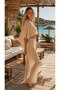 Beige Lux Chiffon Fabric Blouse and Pants Beach Wear 2-Piece Set L/Xl - 3