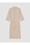 Lcw Everyday Beige Shirt Collar Embroidered Muslin Dress - 4