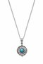 Turquoise Stone Detailed Sun Motif Gray Steel Necklace