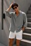 Men's Aerobin Fabric Long Sleeve Gray Shirt Ls-13035