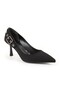 Women's Stiletto Nubuck Buckle Detailed Thin Heeled Pointed Toe Evening Shoes L085.K1723
