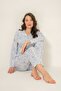 Women's Flowers Blue Shirt Pajama Set Pc9271-S-V1 - 2
