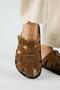 Benito Women's Leather Genuine Leather Buckle Caged Tan Slippers - 7