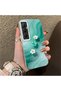 Realme C65 4g Compatible Silicone Edge Hard Back Case Couple Phone Case with Floral Pattern - 3