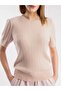 Minimal Knitted Patterned Short Sleeve Women's Knitwear - 5
