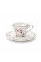GP-153 Ceramic Coffee Cup & Saucer Set – 12 Pieces – Floral Design Coffee Cups with Matching Saucers