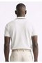 Men's Half-Zip Ribbed Detail Polo Collar T-Shirt - Ecru - 3
