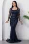 Square Neckline Long Sleeve Beaded Evening Dress 41231 - 4