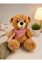 Plush Brown Teddy Bear with Red Plaid Scarf Cute Toy - 2