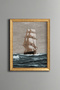 Sailing Ship on the Maine Coast - Vintage Patterned Painting - Fine Model