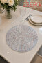 30833 American Service Placemat 6 Pieces Silver Mosaic Patterned 38X38 cm Decorative Table Mat