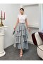 Filament Linen Fabric Ruffle Skirt 5193 - Gray - 2