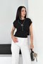 Women's Bürümcük Crop Blouse – Crew Neck Short Sleeve Loose Fit Summer White Blouse