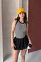 Cycling Collar, Thick Striped Bib, Flexible Camisole Fabric, Striped Sleeveless Long Tank Top