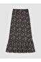 Lcw Grace Navy Blue Floral Skirt with Elastic Waist - 6