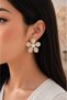 Pearlescent Pearl Ecru Flower Design Earrings (Gold Color) - 2