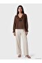 Lcw Vision Brown Ruffled V-Neck Embroidered Blouse - 2