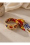 Satin Scarf Detailed Stainless Steel Handcuff Bracelet - 3
