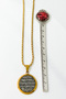 Gold Color Framed Line of Hatat Nazar Verse & Ayetel Kursi Written 316L Stainless Steel 3 cm Circle Pendant |   60 cm Twisted Chain - 5