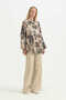 Drawstring Patterned Viscose Tunic - Powder
