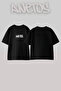 Drama Birds Design Printed Unisex Oversize Black Tshirt
