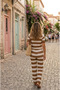 Summer Openwork Short-Sleeved Gold Button Cardigan Trousers Ribbed Knitwear Set - 3