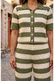 Summer Openwork Short-Sleeved Gold Button Cardigan Trousers Ribbed Knitwear Set - 4