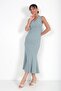 Women's V-Neck Stone Detailed Lined Crepe Fish Dress