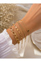4-Piece Women's Bracelet Combination with Cube Detail in Gold / Silver Color with Extension Chain