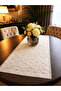 Off-White Modern Embroidered Table Runner 38X110 cm |   100% Polyester