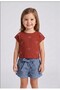 Girl's Bowknot Stone Printed T-Shirt Belted Shorts Set