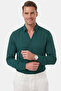 Green Slim Fit Easy-Ironing Open Collar Lycra Men's Shirt 2602615 - 2