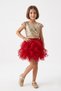 Red Tulle Skirt for Girls with Ruffle Detail - Mildred