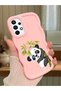 Samsung Galaxy A73 Compatible Case Camera Protector Pink Silicone Couple Phone Case Panda Pattern