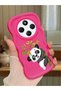 Redmi 14C Compatible Case Camera Protector Red Silicone Couple Phone Case Panda Pattern