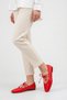 Red Women's Ballerina Leather Lace-Up Detailed Square Toe Comfortable Non-Slip Sole Shoes Rachel - 4