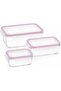 Glass Food Storage Container Set of 3 400ml 715ml 1100ml, Airtight Rectangular Food Container