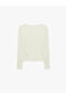 Sheep Wool Blend Slim Fit Long Sleeve Crew Neck Blouse with Stitching Detail - 6