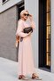 Removable Lace Vest, Elastic Sleeves, Lined Wrinkled Dress - Powder - 4