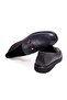 Dark Blue Color Laceless Genuine Leather Men's Shoes - 2