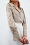 Women's Beige Padded Striped Shirt - Modern and Stylish Office Outfits - 5