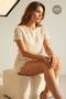 Lined 100% Cotton Openwork Lace Knitted/Embroidered Blouse-Shorts Set - 6