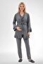 Women's 3-Piece Short-Sleeved V-Neck Maternity Short Robe and Pajama Set, 75% Cotton, 25% Viscose
